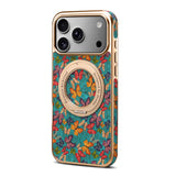 Flower Language Gear Electroplating Magnetic Bracket Case For iPhone