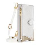 Flip-cover wrist strap crossbody case for iPhone