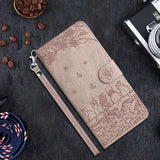 Solid color embossed cat card slot case for iPhone