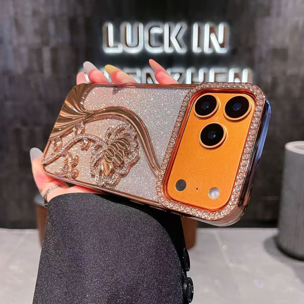 Sparkling Sand Butterfly Water Diamond Sparkling Powder Case for iPhone