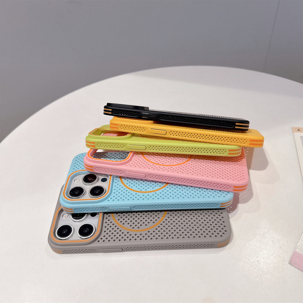 Heat dissipation Magsafe magnetic contrast color case for iPhone