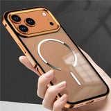 Metal frame frosted back panel magnetic case For iPhone