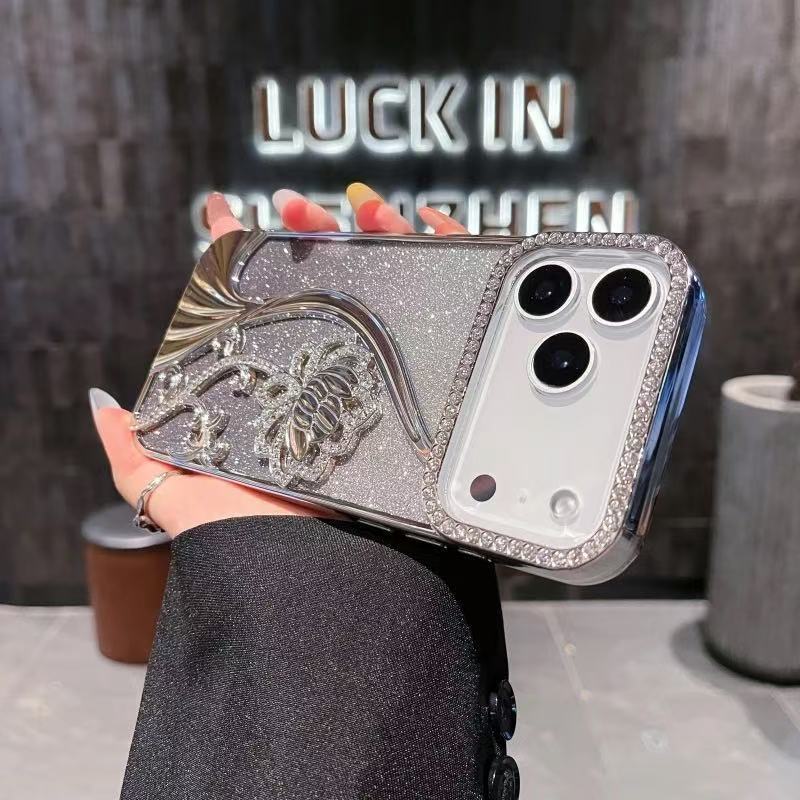 Sparkling Sand Butterfly Water Diamond Sparkling Powder Case for iPhone