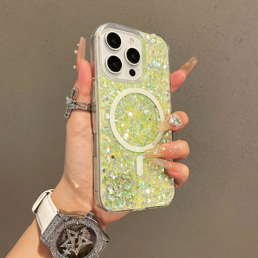 Shell pattern glitter gradient magnetic case for iPhone
