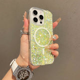 Shell pattern glitter gradient magnetic case for iPhone