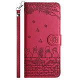 Solid color embossed cat card slot case for iPhone