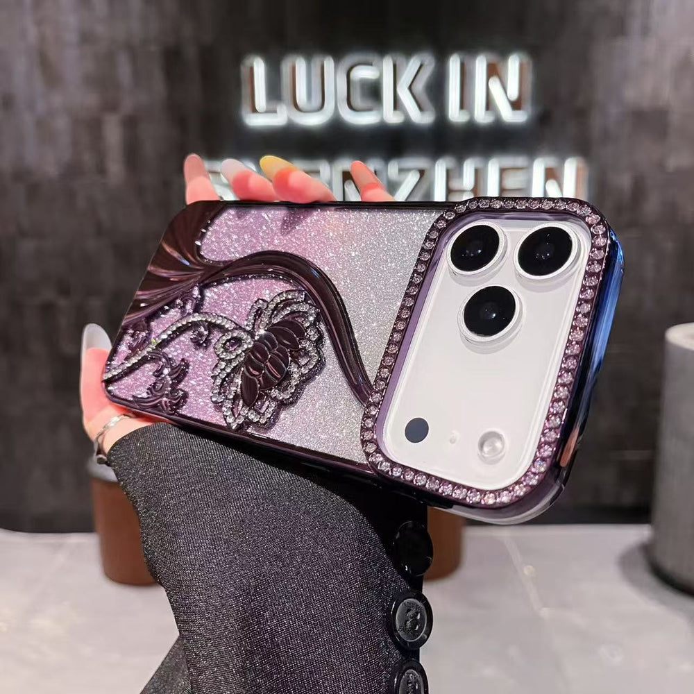 Sparkling Sand Butterfly Water Diamond Sparkling Powder Case for iPhone