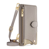 Flip-cover wrist strap crossbody case for iPhone