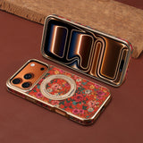 Flower Language Gear Electroplating Magnetic Bracket Case For iPhone