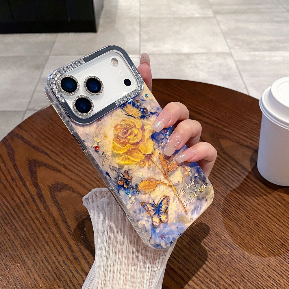 Oil painting yellow rose case For iPhone