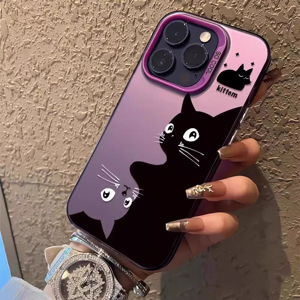 Cartoon Black Cat Case For iPhone