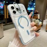 Dual-color lens bracket magnetic phone case for iPhone