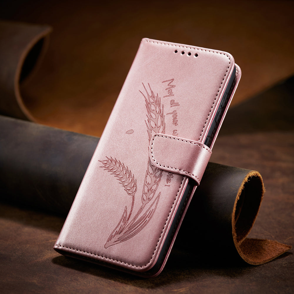 Wheat Ear Embossed Flip Wallet Case for Samsung