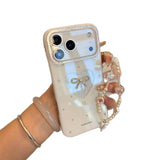 Glitter hollow heart chain mobile phone case for iPhone