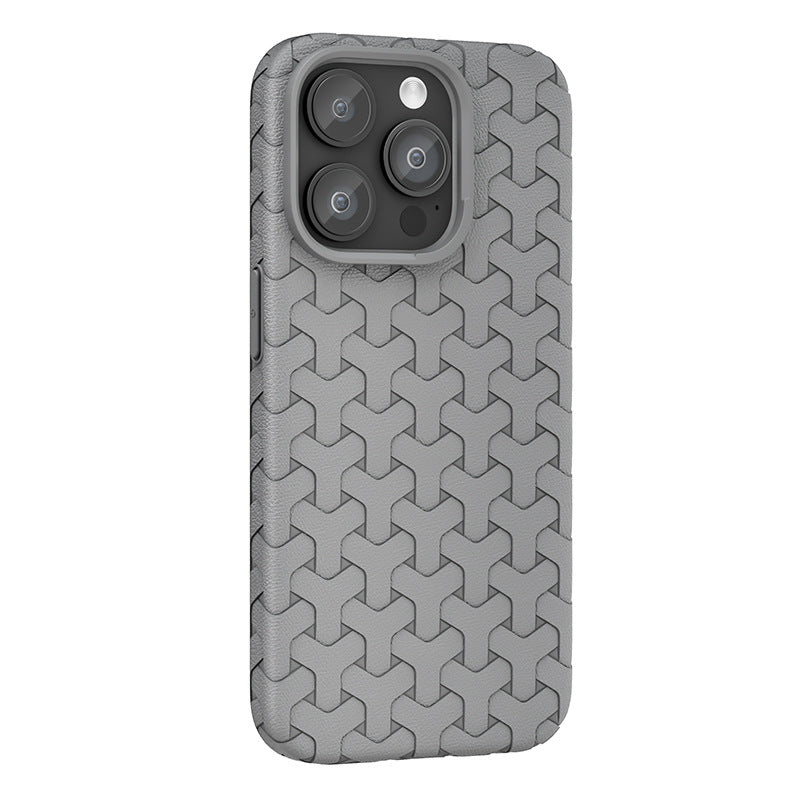 Leather texture wear-resistant dogtooth pattern case for iPhone