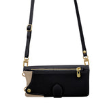 Flip-cover wrist strap crossbody case for iPhone