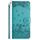 Solid color embossed cat card slot case for iPhone