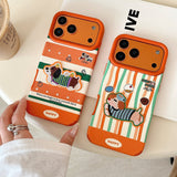 Large-hole orange embroidered dog case for iPhone