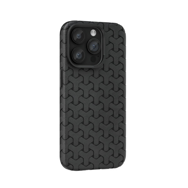 Leather texture wear-resistant dogtooth pattern case for iPhone