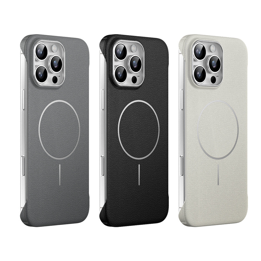 Ultra-thin magnetic borderless leather case for iPhone