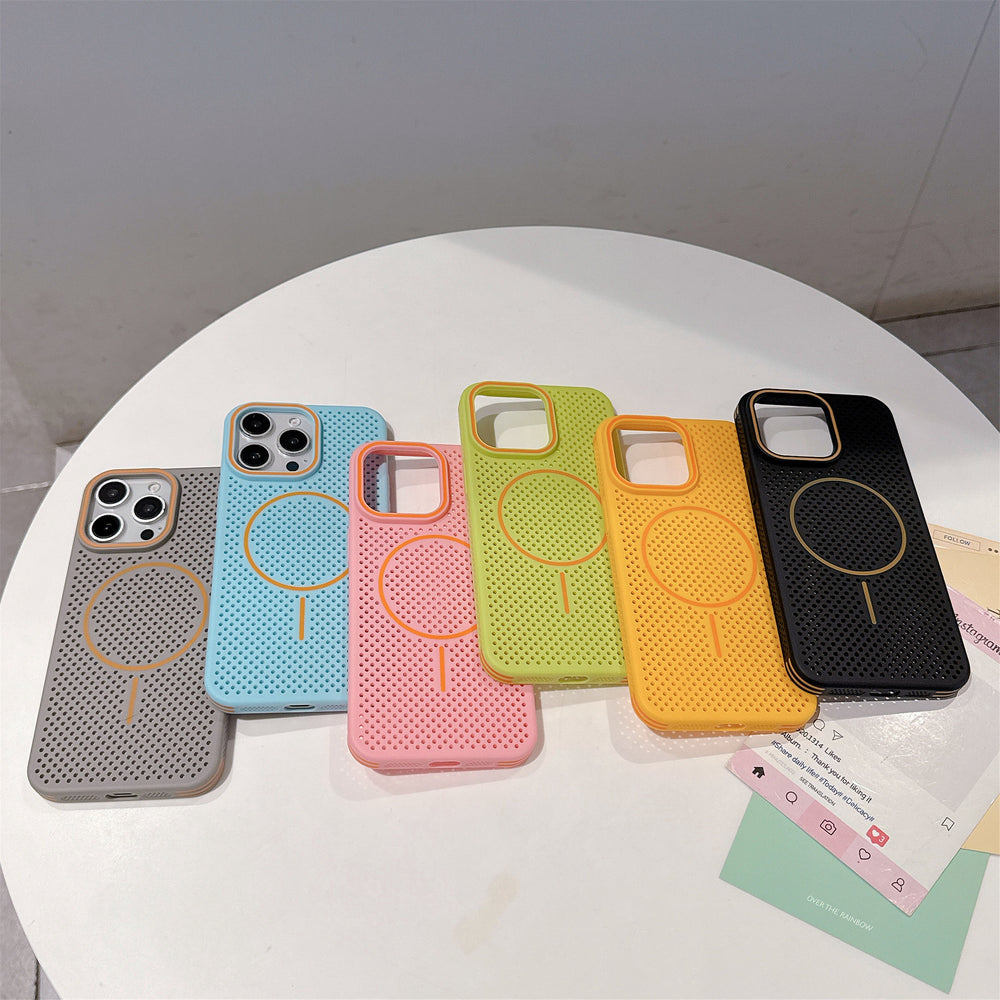 Heat dissipation Magsafe magnetic contrast color case for iPhone