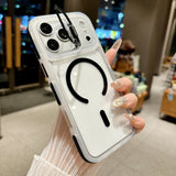 Dual-color lens bracket magnetic phone case for iPhone