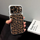 Large-Window Glitter Leopard Print Case for iPhone