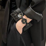 Floral Wrist Strap Down Jacket Case for Samsung