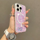 Shell pattern glitter gradient magnetic case for iPhone