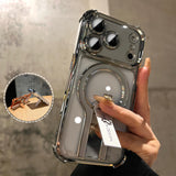 Electroplated four corner anti drop magnetic case for iPhone