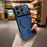 Denim-Textured Shockproof Magnetic Case for iPhone