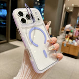 Dual-color lens bracket magnetic phone case for iPhone