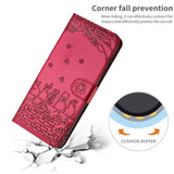 Solid color embossed cat card slot case for iPhone
