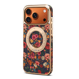 Flower Language Gear Electroplating Magnetic Bracket Case For iPhone