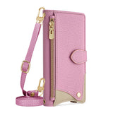 Flip-cover wrist strap crossbody case for iPhone