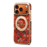 Flower Language Gear Electroplating Magnetic Bracket Case For iPhone