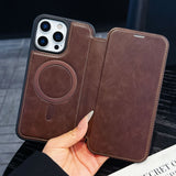 RFID Magsafe Magnetic Flip Wallet Case for iPhone