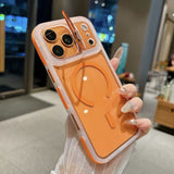 Dual-color lens bracket magnetic phone case for iPhone