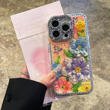 Oil painting style rhinestone butterfly case for iPhone