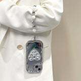 Love Heart Rhinestone Bracket Mirror Case for iPhone
