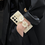 Floral Wrist Strap Down Jacket Case for Samsung