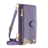 Flip-cover wrist strap crossbody case for iPhone