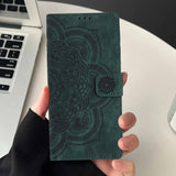 Embossed mandala flower flip case for Samsung