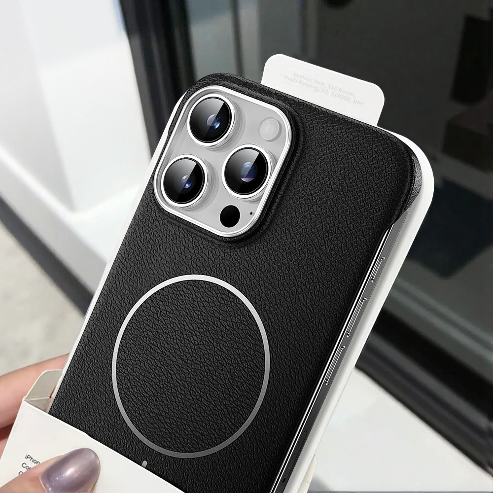 Ultra-thin magnetic borderless leather case for iPhone