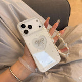 Glitter hollow heart chain mobile phone case for iPhone