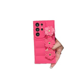 Floral Wrist Strap Down Jacket Case for Samsung