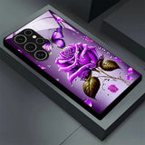 Rose & Butterfly Tempered Glass Case for Samsung