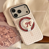 Pearl bow magnetic bracket case for iPhone