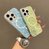 Shell pattern glitter gradient magnetic case for iPhone