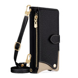 Flip-cover wrist strap crossbody case for iPhone